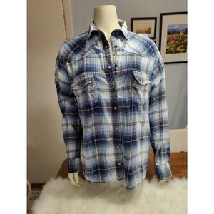 Jack's Girlfriend Western Style Plaid Snap-Down Long Sleeve Shirt
